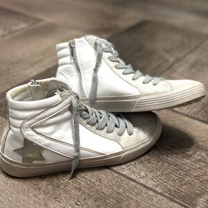 ShuShop Roxanne Tan and White high top sneakers size 6 1/2